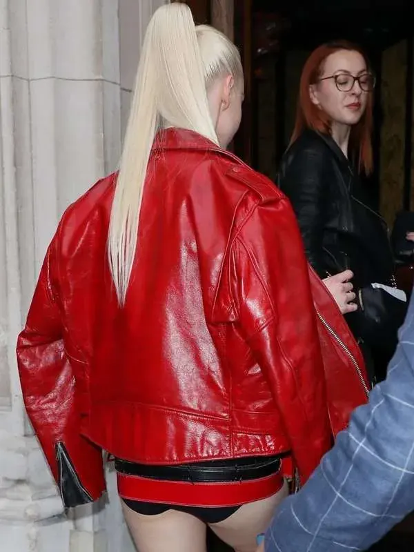 Anya Taylor Joy Red Leather Jacket Back
