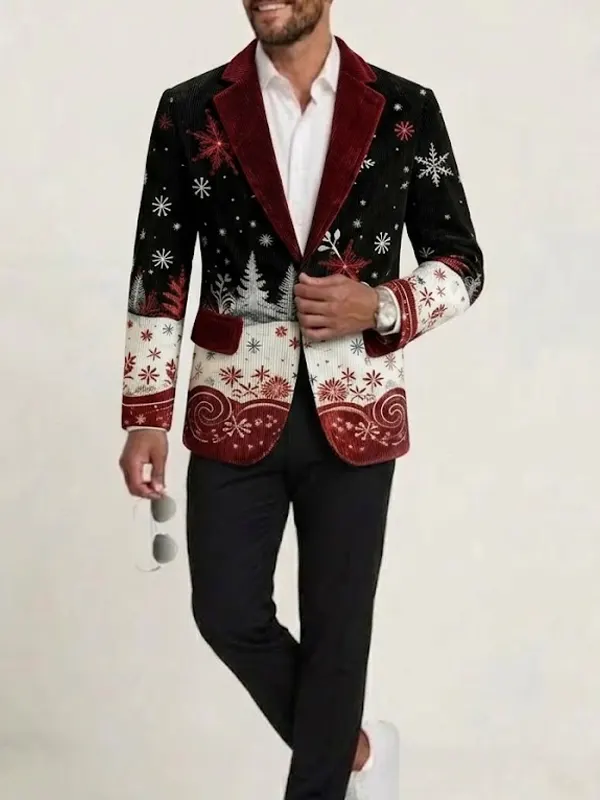 Mens Christmas Party Corduroy Blazer