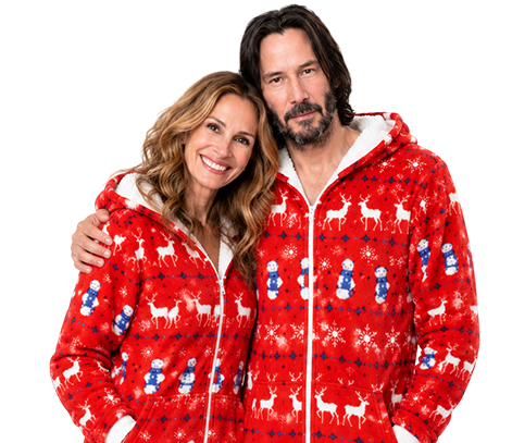 Christmas jackets worn by a couple