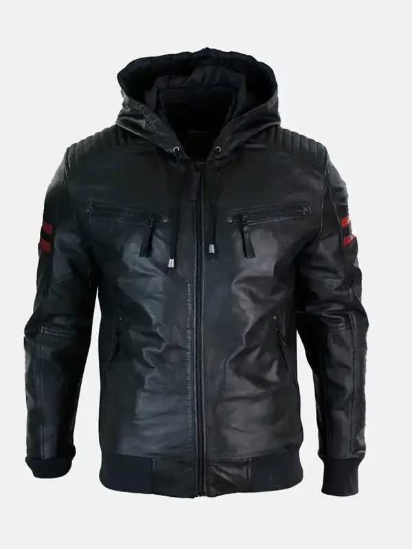Premium Men's Caspian Genuine Leather Hooded Jacket