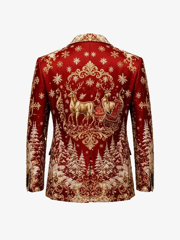Christmas Artistic Reindeer Red Blazer