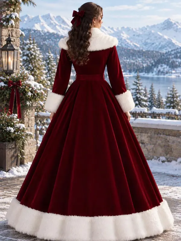 Christmas Ball Gown Victorian Red Coat