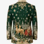 Christmas Breathable Artistic Reindeer Green Blazer
