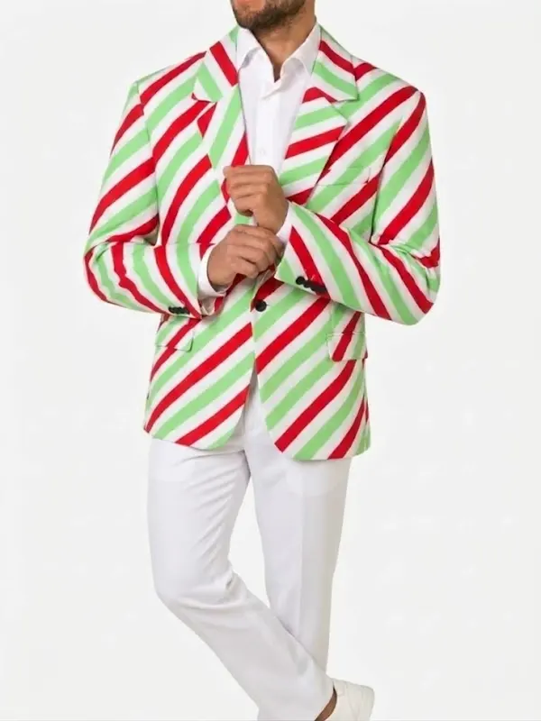 Christmas Cane Striped cotton Blazer