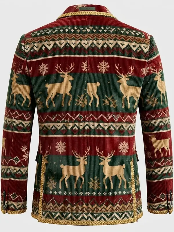 men Xmas Christmas Corduroy Ugly Blazer Back