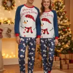 Christmas Couple Matching Blue Pyjama Set