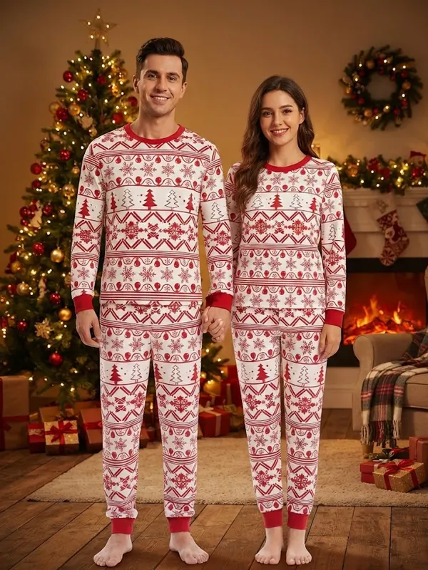 Christmas Couple Matching Printed Pyjama Set