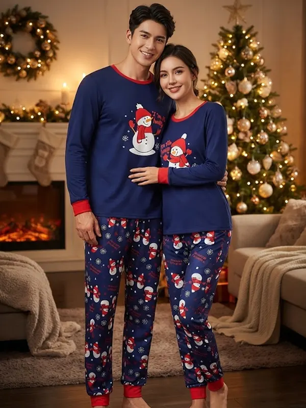 Christmas Couple Matching Snow Pyjama Set