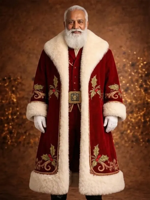 Christmas Embroidered Velvet Santa Coat
