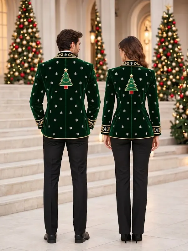 Christmas Gold Embroidery Blazer
