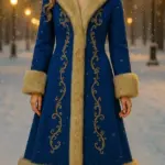 Christmas Gold Embroidery Fur Coat