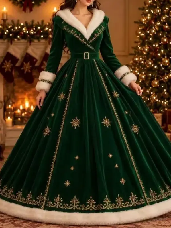 Christmas Grand Victorian Gown green Coat