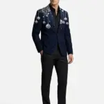 Men Christmas Navy Ornament Blazer