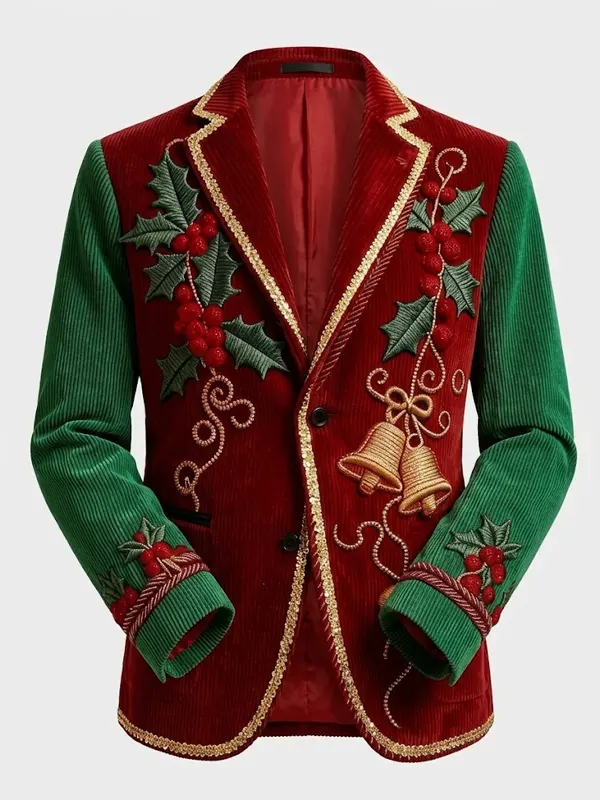 Christmas Printed Corduroy Blazer