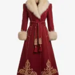 Women Luxury Santa Red Festive Coat
