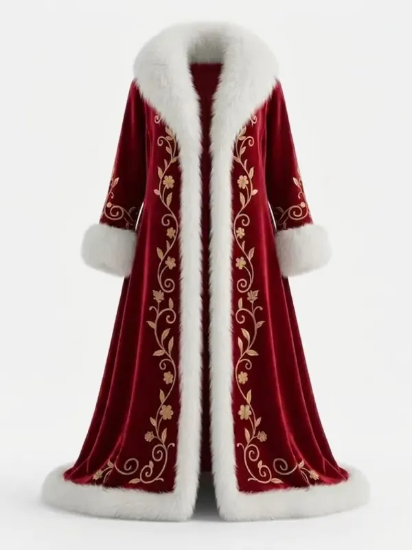 Christmas Red Fur Royal Coat