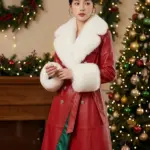 Christmas Red Leather Coat