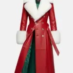 Christmas Red Leather Coat