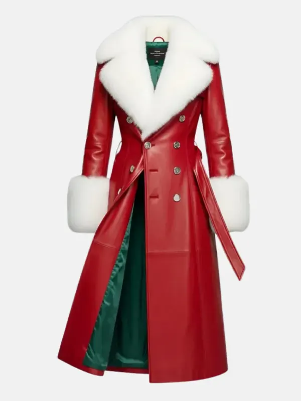 Christmas Red Leather Coat