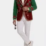 men Christmas Printed Corduroy Blazer