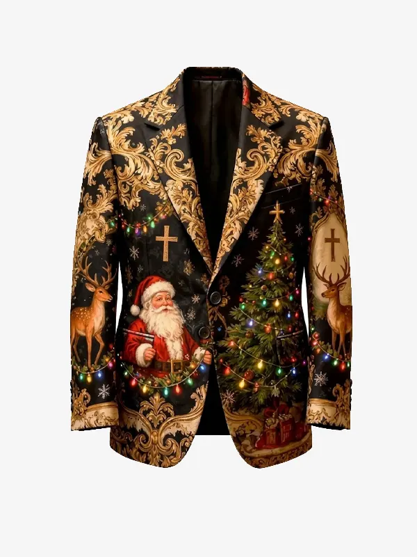 Christmas Santa Claus Festive Black Blazer