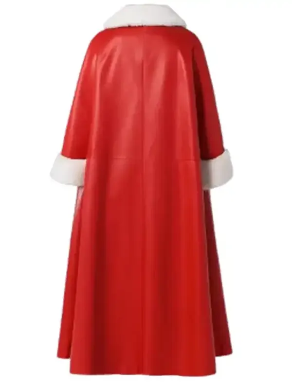 Christmas Santa Leather Cape Red Coat