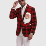 Men Christmas Santa Claus Corduroy Blazer
