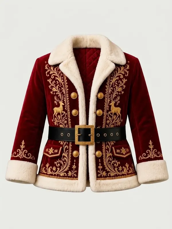 Christmas Embroidered Red Royal Jacket