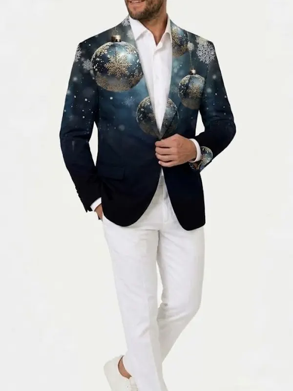 Christmas Slim Fit Party Festive Blue navy Blazer