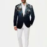 Men Christmas Slim Fit Party Festive Blue navy Blazer
