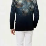 Christmas Slim Fit Party Festive Blue navy Blazer Back
