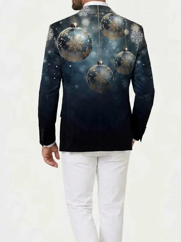 Christmas Slim Fit Party Festive Blue navy Blazer Back
