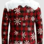 Men Ugly Christmas Snowy Plaid Blazer Back