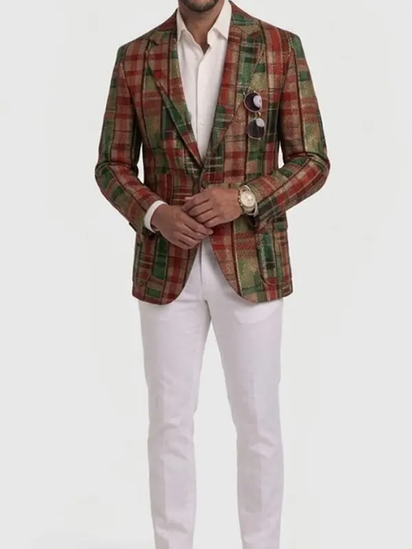 Christmas Stamzod Plaid Red Check Blazer