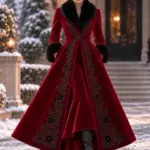 Christmas Victorian Embroidered Red Coat