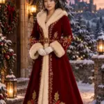 Christmas Victorian Embroidery Velvet Coat