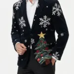 Christmas Corduroy Black Party Blazer