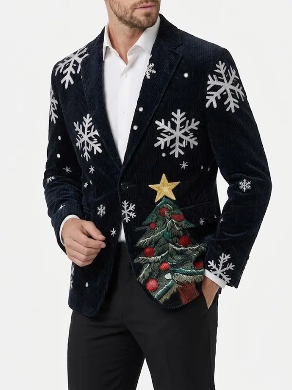 Christmas Corduroy Black Party Blazer