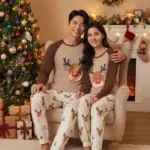 Couples Reindeer Christmas Holiday Pyjama Set