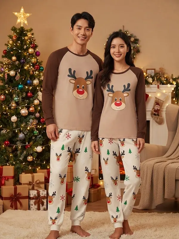 Couples Reindeer Christmas Pyjama Set