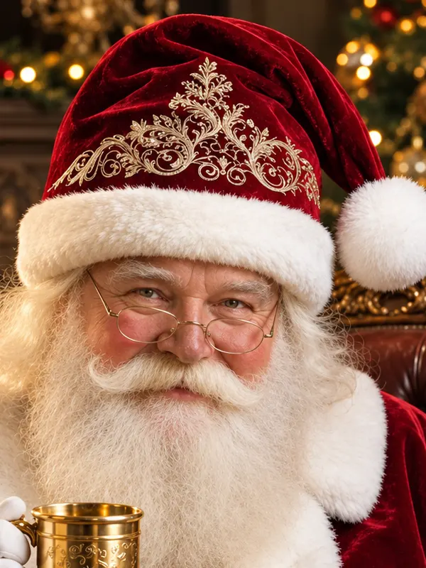 Embroidered Velvet Santa Hat