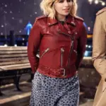 Emilia Clarke Christmas Leather Red Jacket