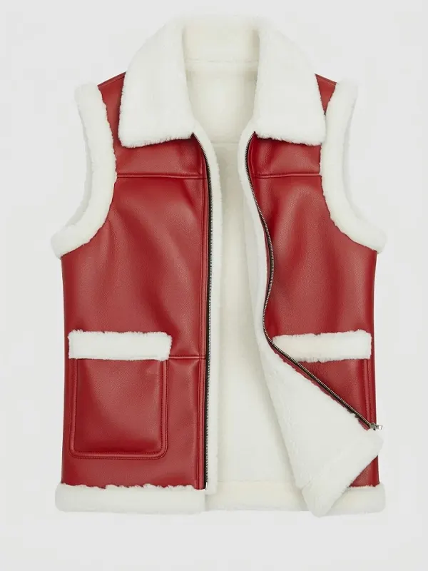 Men Goktoo Red Shearling Vest