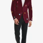 Men X Mas Icons Burgundy Christmas Blazer