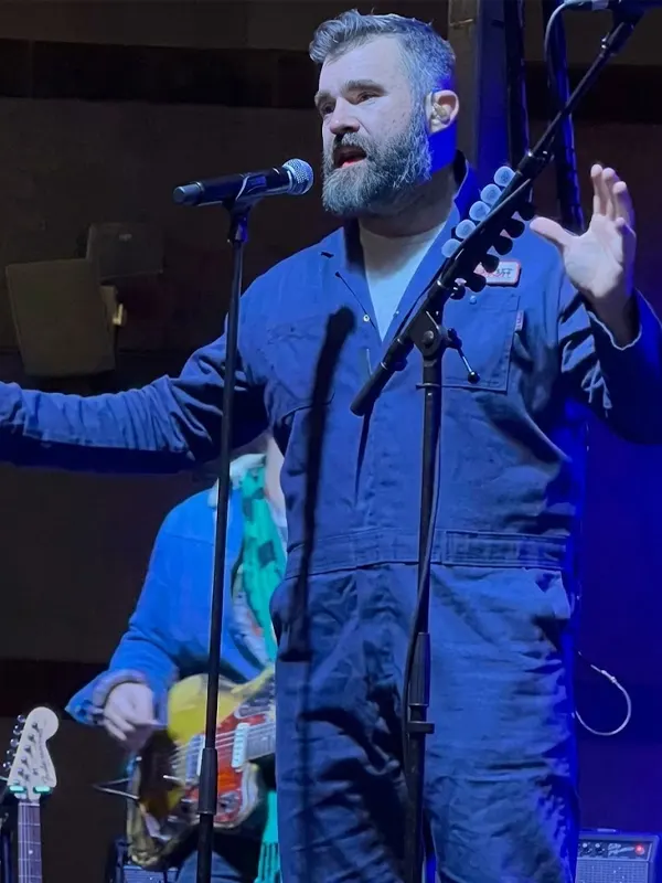 Jason Kelce Christmas Song Blue Jumpsuit