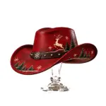 Leather Western Reindeer Snowflake Cowboy Hat