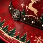 Leather Western Reindeer Snowflake Printed Hat