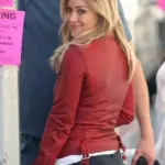 Hilary Duff Red Leather Jacket Back