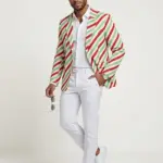 Mens Christmas Cane Striped cotton Blazer