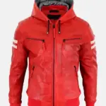 Premium Men's Caspian Genuine Red Leather Jacket
